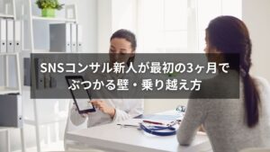 SNSコンサル1年目が最初の3ヶ月で直面する壁と解決法を示した図解