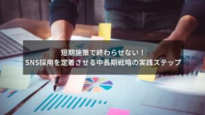 SNS採用を定着させるための中長期戦略計画を解説するイメージ画像