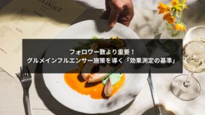 グルメインフルエンサー施策の効果測定を行うマーケティング担当者のイメージ