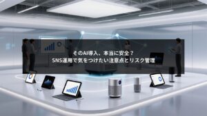 SNS運用にAIを導入する際の注意点とリスク管理を示すイメージ画像