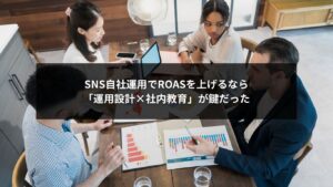 SNS自社運用でROASを上げるための運用設計と社内教育を示すビジュアルイメージ
